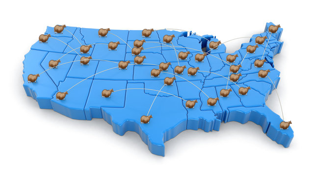 A map of our distribution centers
